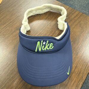 VINTAGE Nike Visor Hat Cap Size XL Stretch Fit Black Sweatband Embroidered Mens